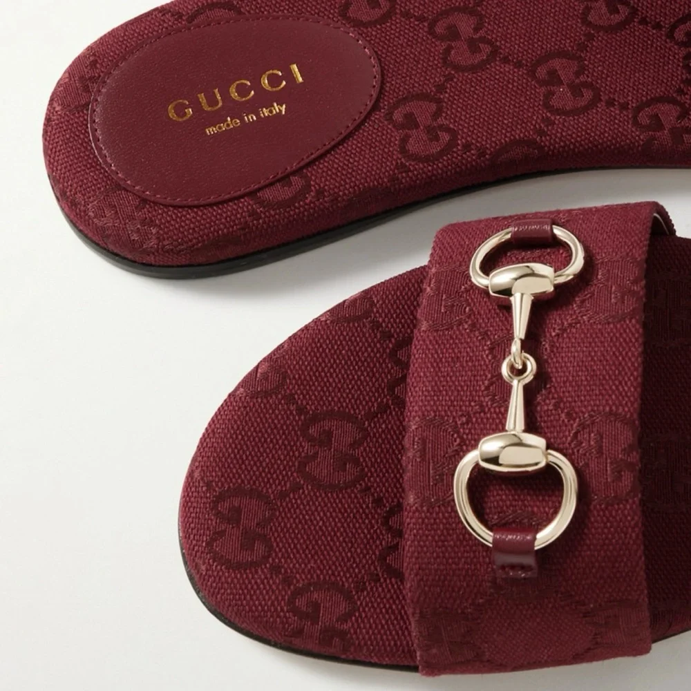 GUCCI Siaga horsebit GG logo slides sandals - Picture 4 of 5